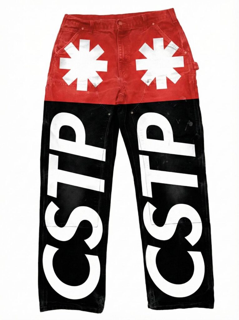 PRINTED DENIM PANTS