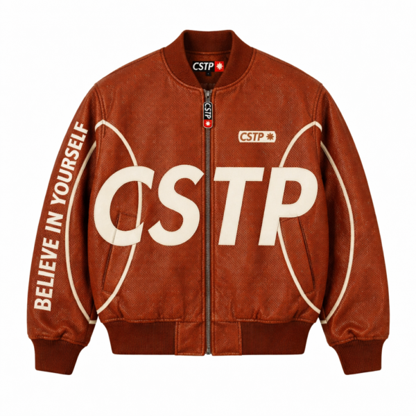 BASKET BALL TEXTURE LEATHER JACKET